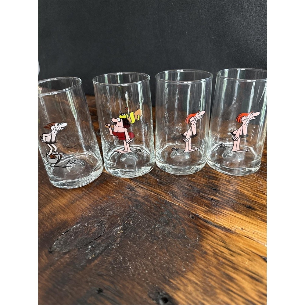 1981 Arby's B.C. Comics Ice Age Collectors Series Drink Glasses- Four Vintage